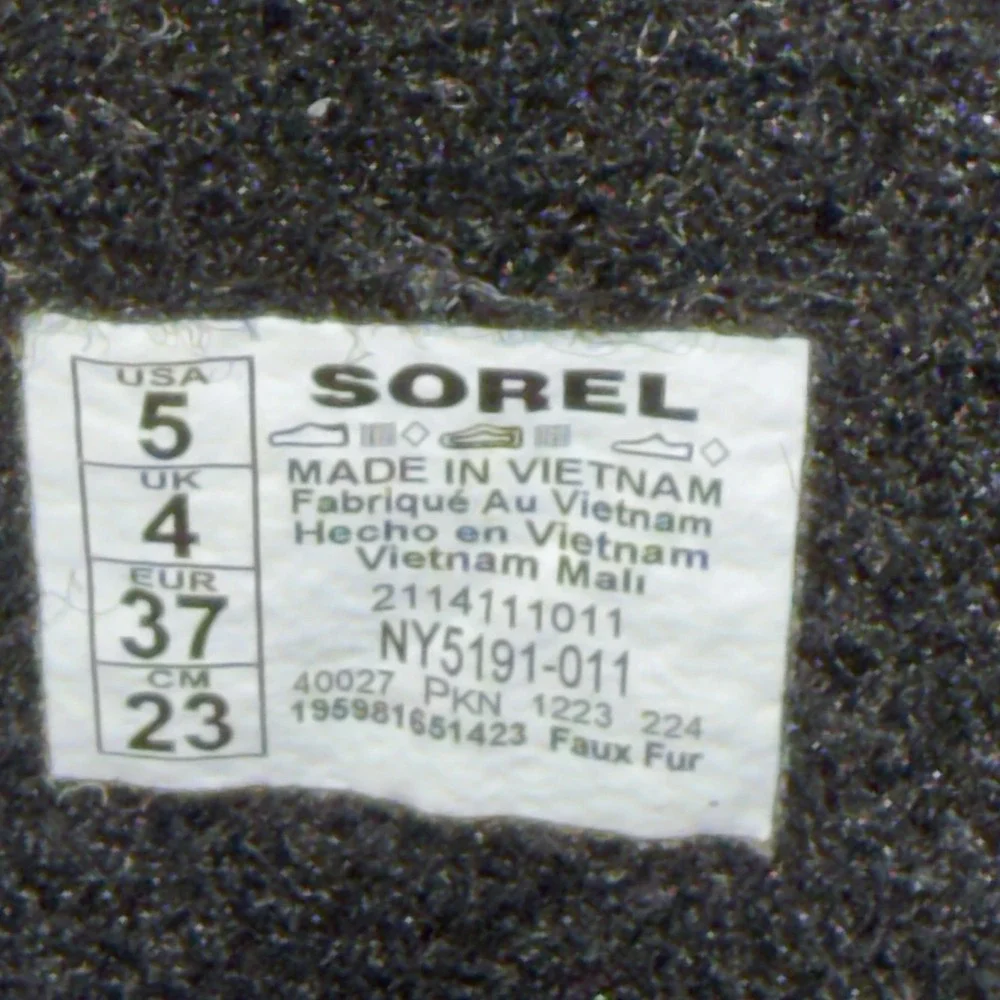 Sorel Yoot Pac Nylon Waterproof Snow Boots Big Kids Youth 5 Black Neon NY5191